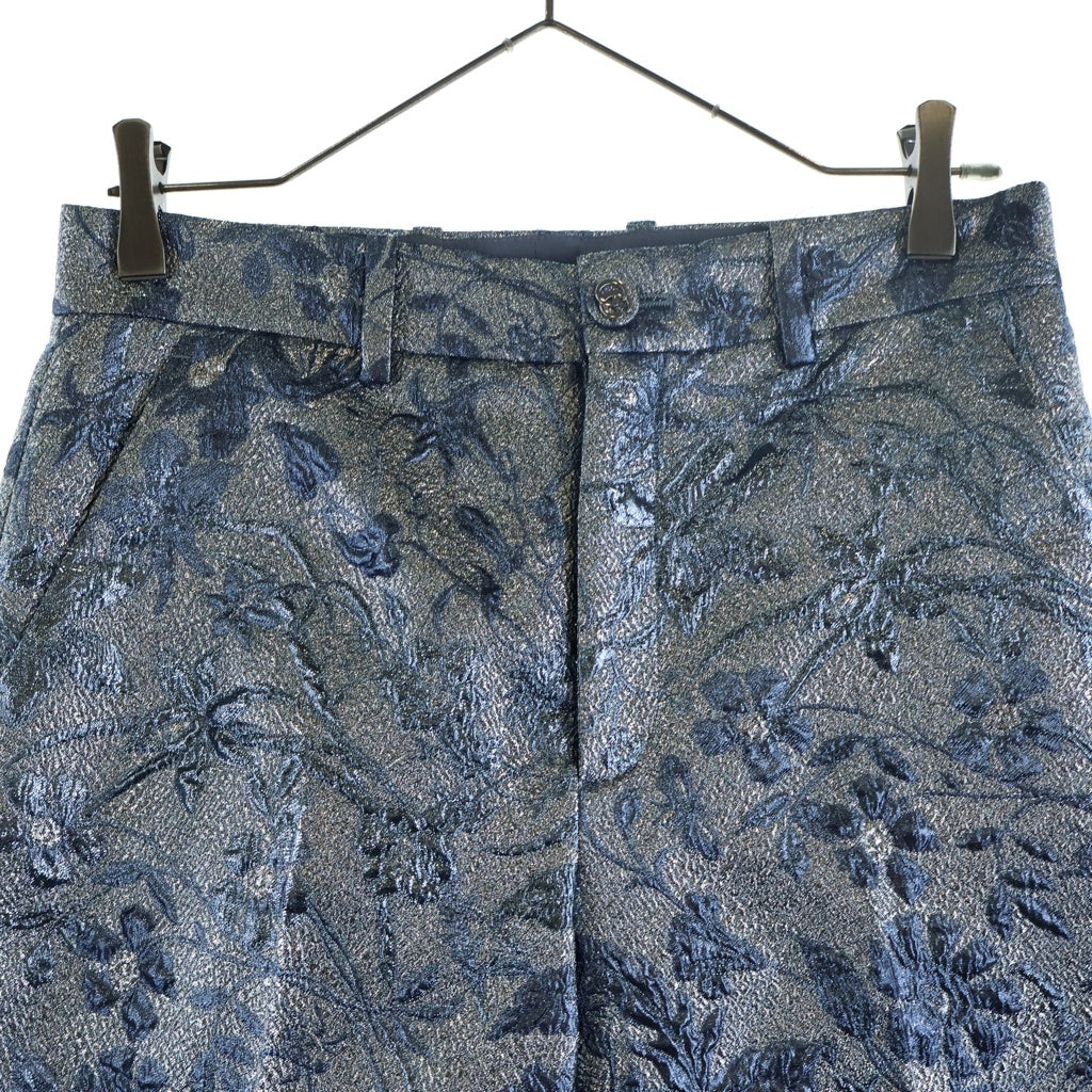 GUCCI(グッチ) メタリック ジャガード セミフレア スラックスパンツ シルバー/ブルー 813159 レディース