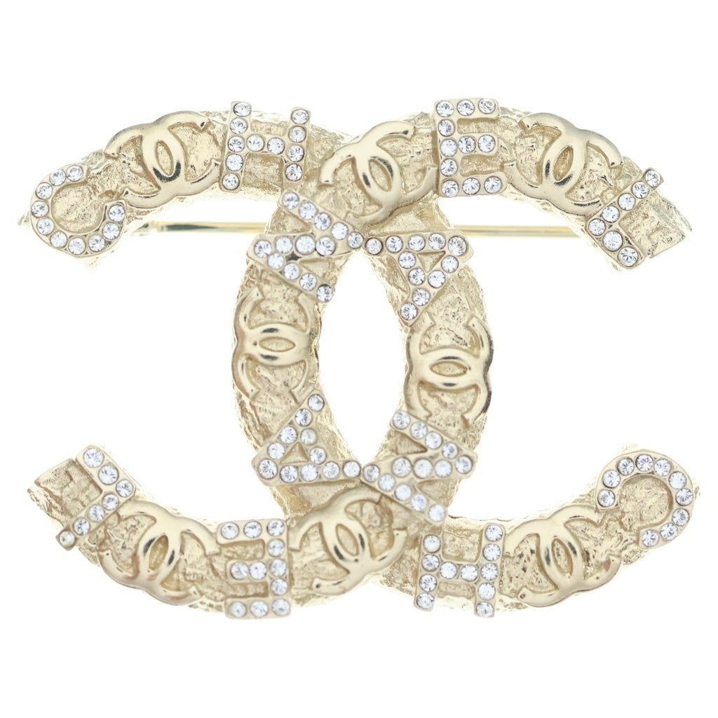 CHANEL(シャネル) ラインストーン ココマーク ピンバッジ ブローチ ゴールド GP レディース