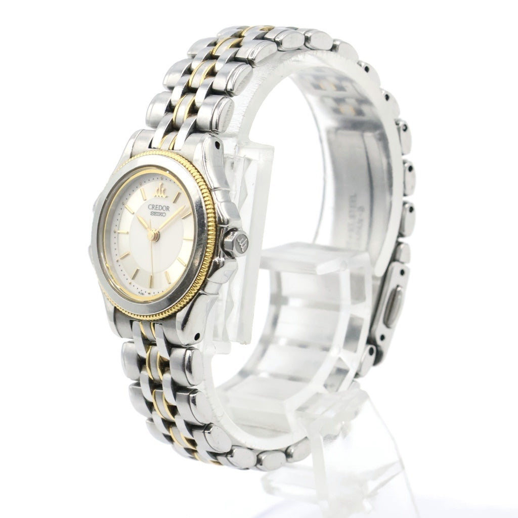 SEIKO(セイコー) クレドール 白文字盤 18KT×SS/QZ ステンレス クォーツ 腕時計 4J81-0B10