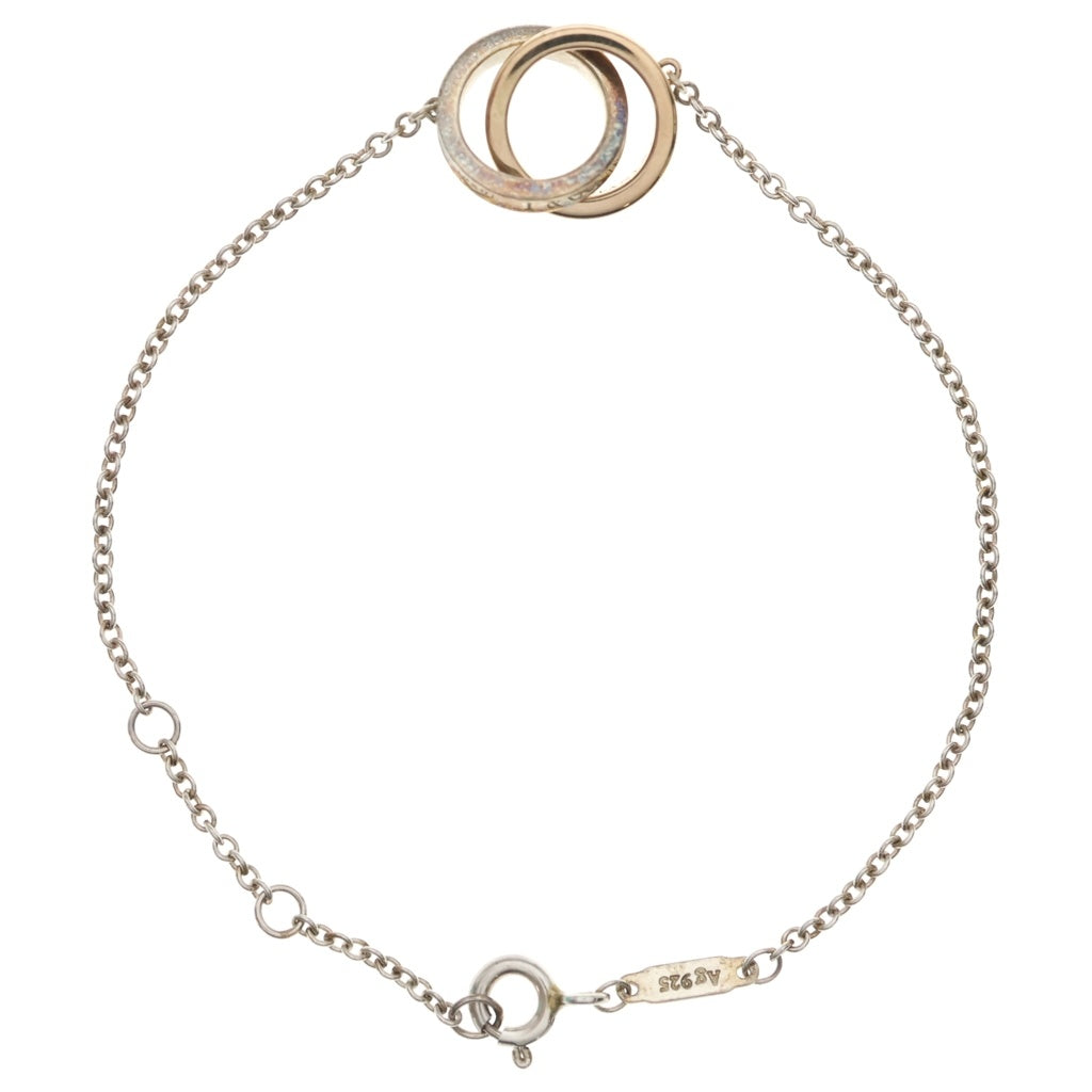 TIFFANY & Co.(ティファニー) インターロッキング サークル チェーン ブレスレット シルバー×ピンクゴールド Ag925 Au750PG レディース