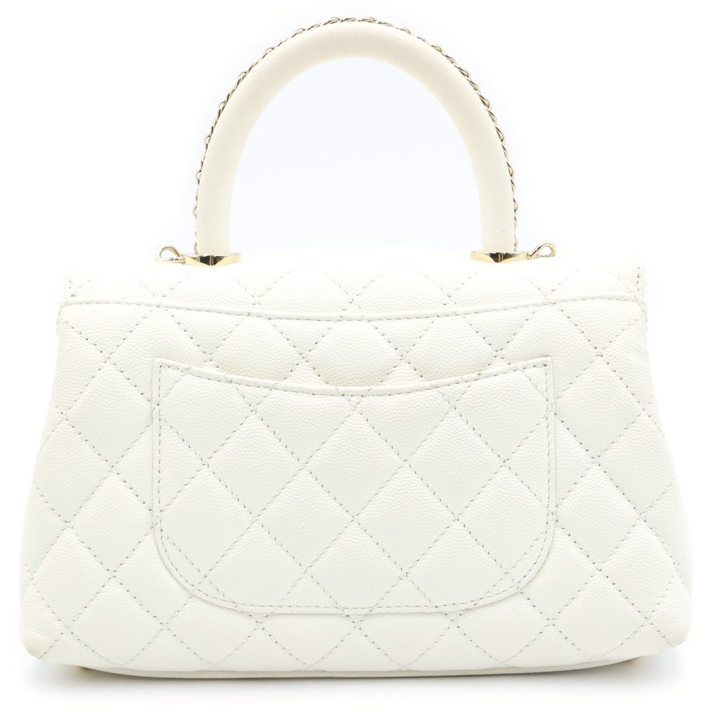CHANEL(シャネル) ココハンドル 2WAYハンドバッグ チェーンハンドル ショルダーバッグ ホワイト キャビアスキン A92990 ゴールド金具 レディース