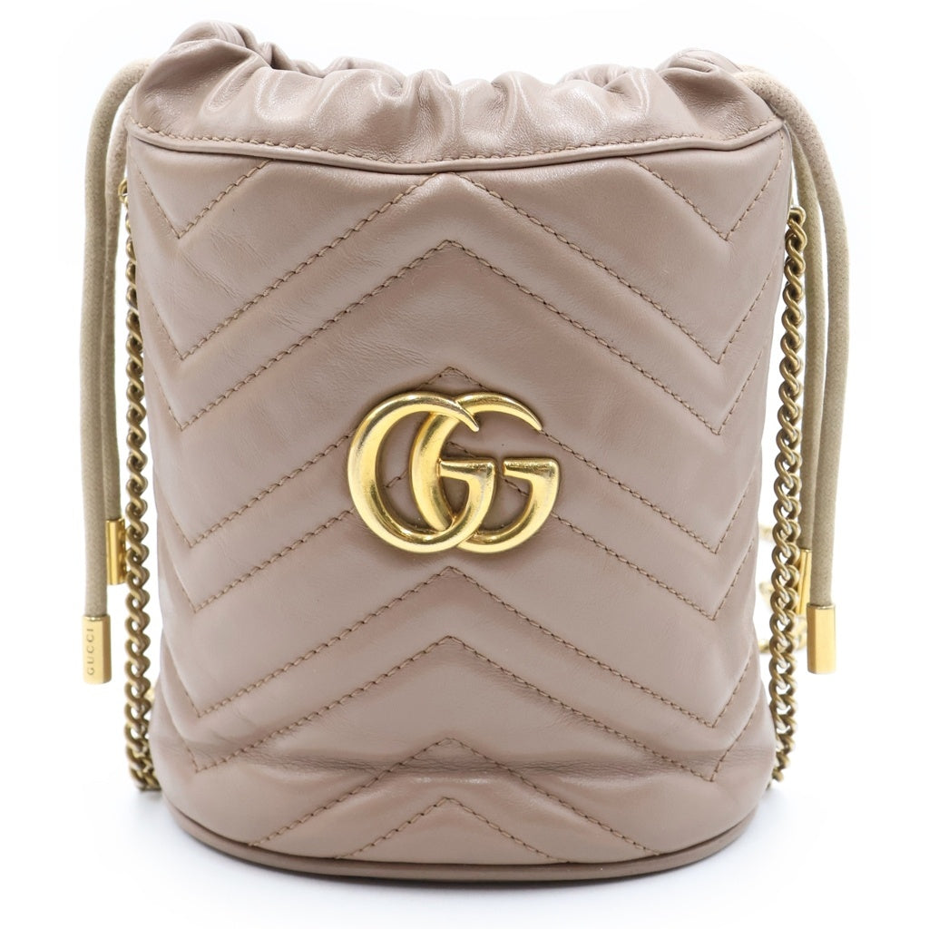 GUCCI(グッチ) GGマーモント ミニバケットバッグ ショルダーバッグ ベージュ レザー 575163 レディース