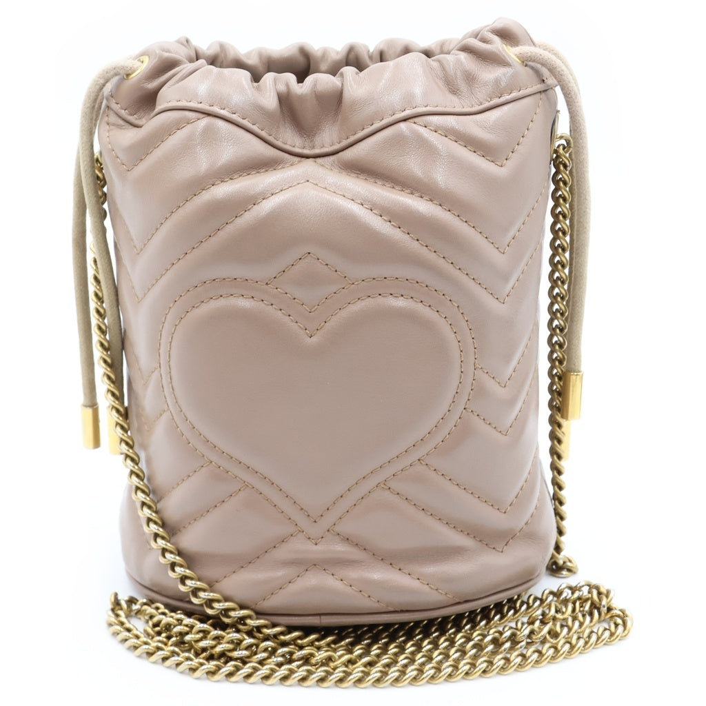 GUCCI(グッチ) GGマーモント ミニバケットバッグ ショルダーバッグ ベージュ レザー 575163 レディース