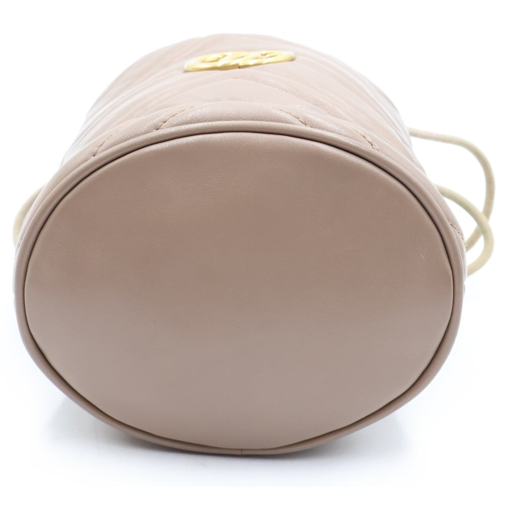 GUCCI(グッチ) GGマーモント ミニバケットバッグ ショルダーバッグ ベージュ レザー 575163 レディース