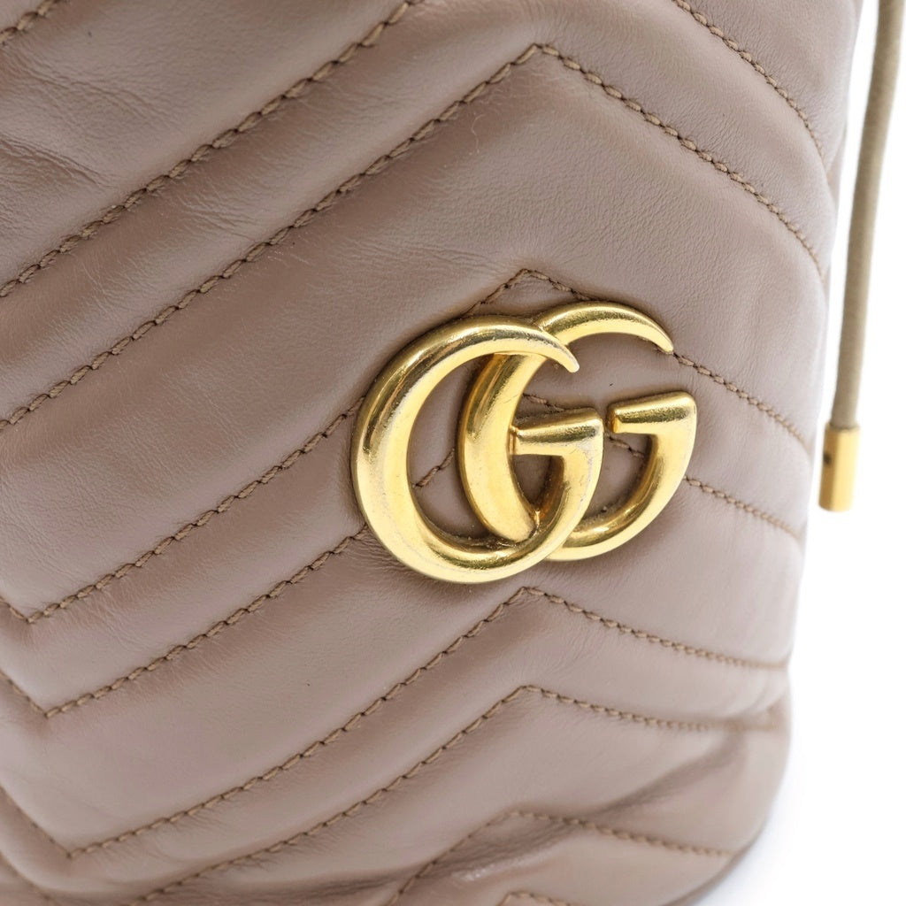 GUCCI(グッチ) GGマーモント ミニバケットバッグ ショルダーバッグ ベージュ レザー 575163 レディース