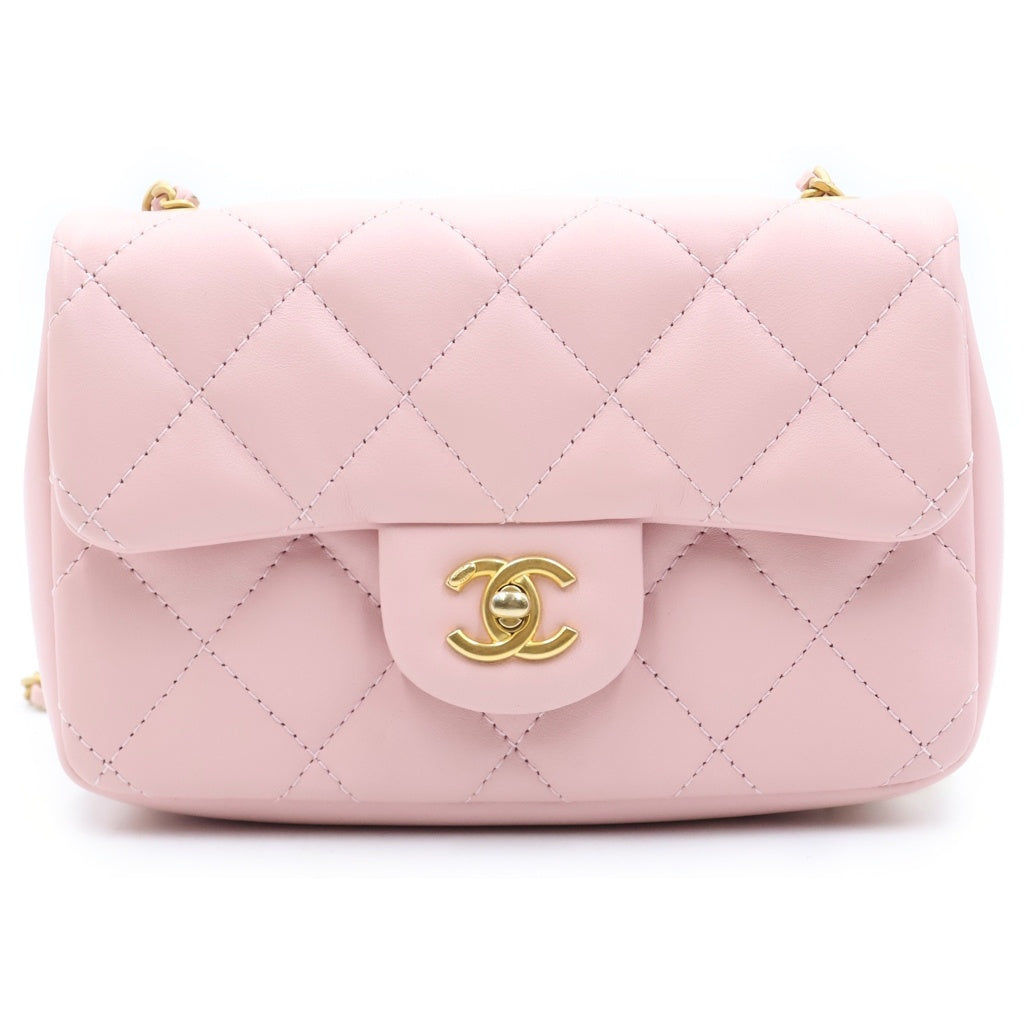 CHANEL(シャネル) ミニマトラッセ 17 チェーンショルダーバッグ ラムスキン ピンク AS3456 レディース