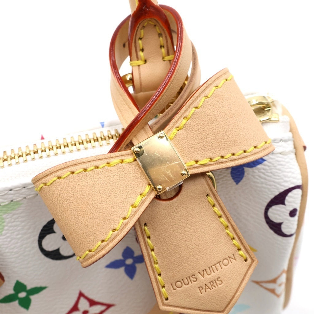 LOUIS VUITTON(ルイヴィトン) マルチカラー ナノ スピーディ ハンドバッグ ショルダーバッグ PVC×レザー ブロン ホワイト 2WAY M13391 レディース