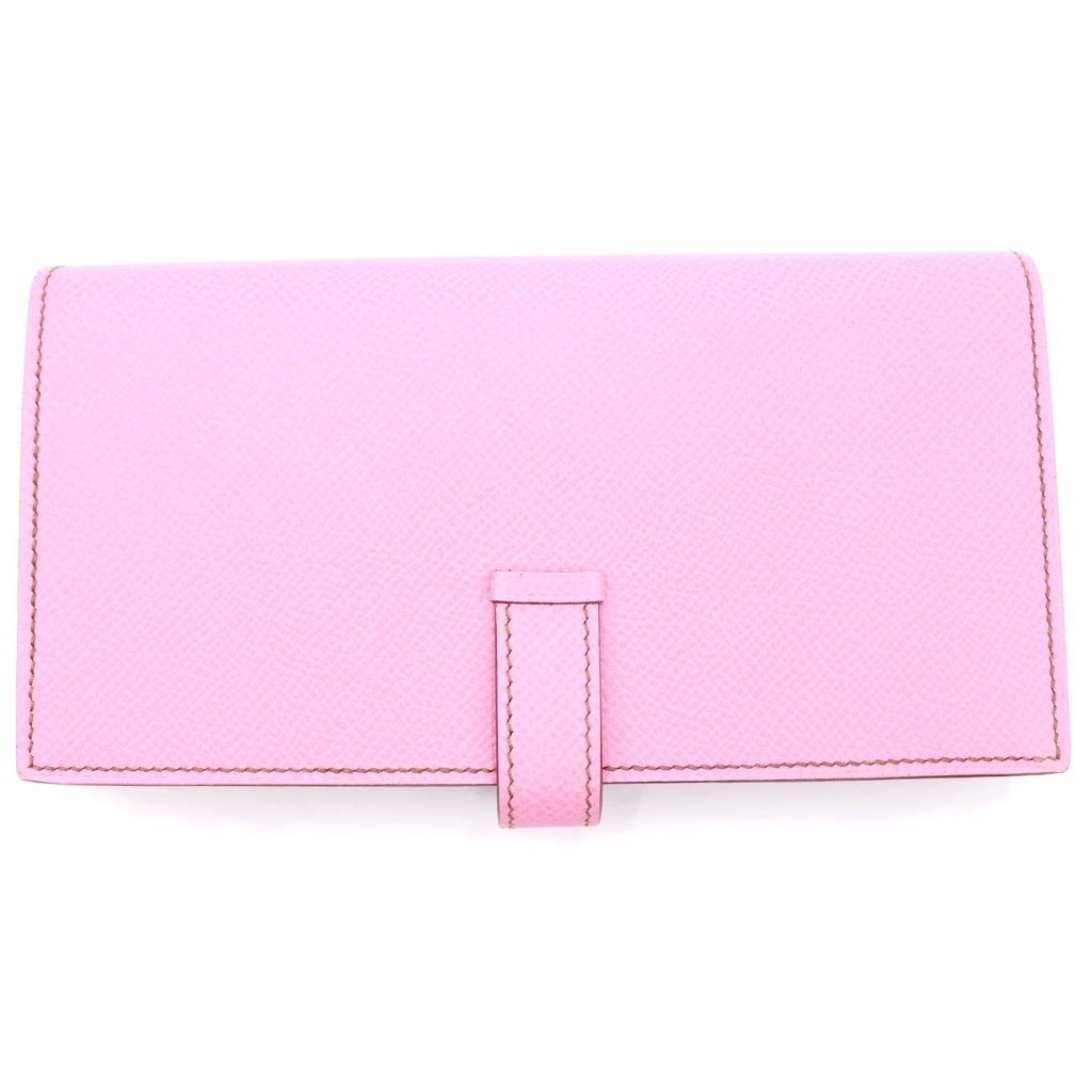 HERMES(エルメス) ベアンスフレ エプソン ロングウォレット 長財布 カードケース ピンク レザー □M刻印 シルバー金具 レディース