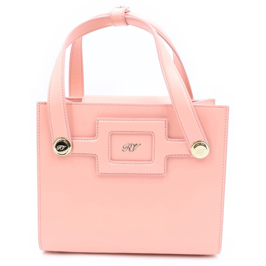Roger Vivier(ロジェヴィヴィエ) ロゴ レザー ゴールド金具 2WAY ハンドバッグ ショルダーバッグ ピンク レディース