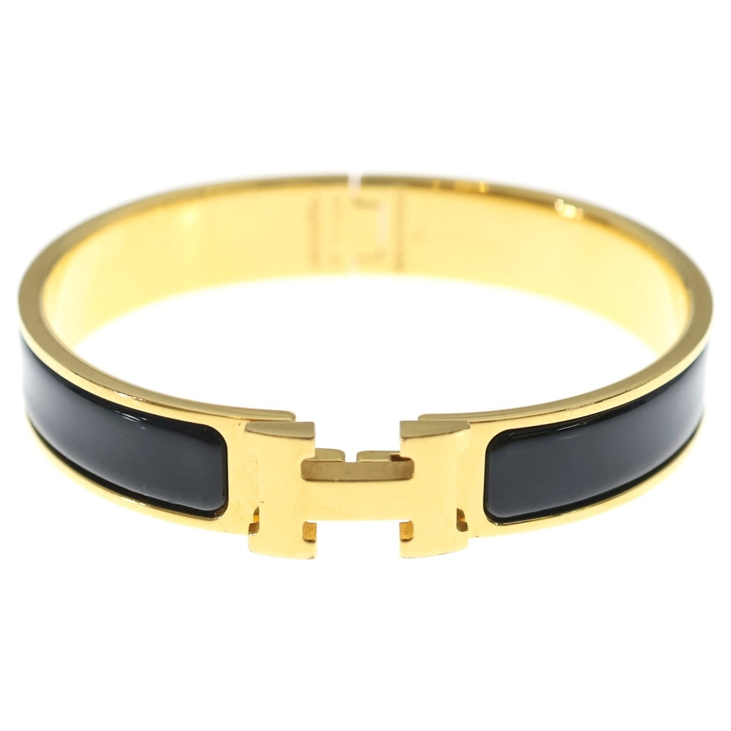 HERMES(エルメス) クリックH PM メタル エナメル ブレスレット バングル ゴールド金具 ゴールド/ブラック レディース