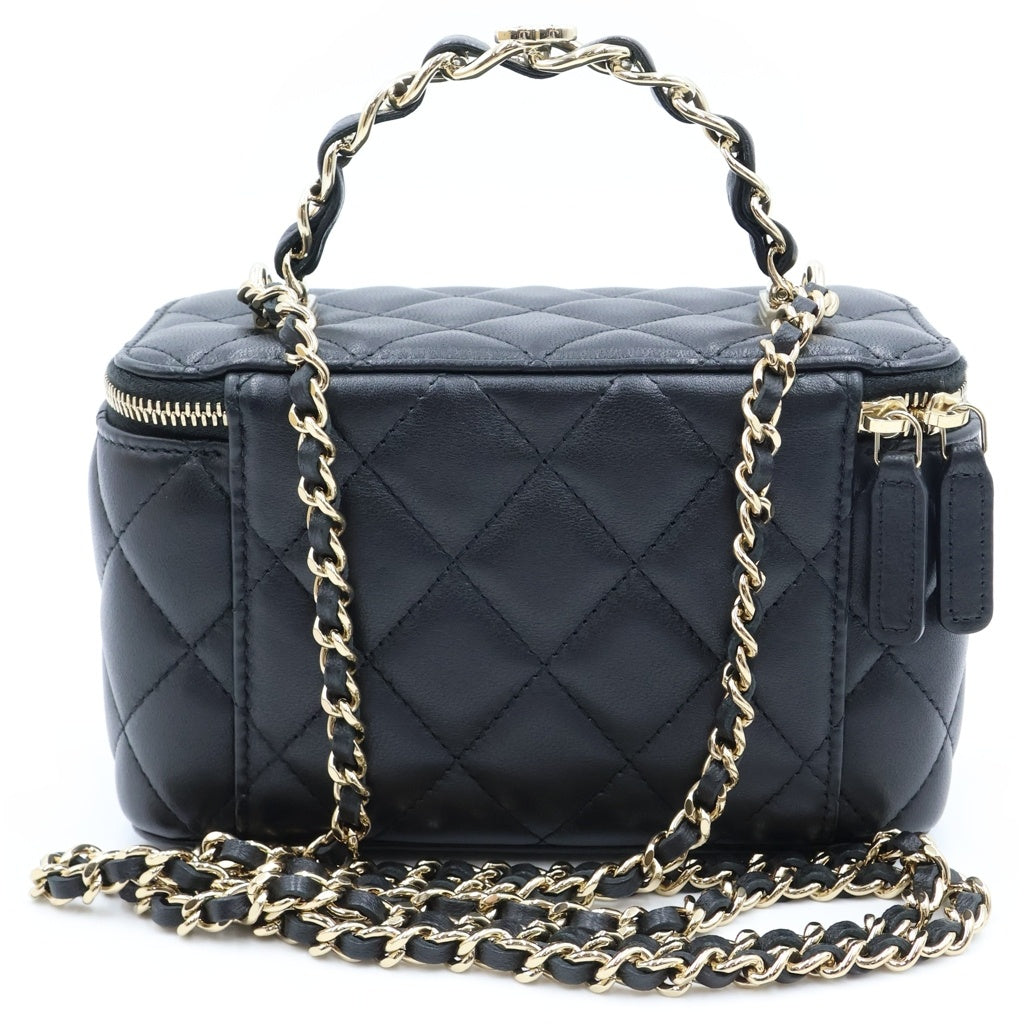CHANEL(シャネル) マトラッセ バニティ チェーンショルダー ハンドバック ココマーク ゴールド金具 ラムスキン ブラック AP2303 レディース