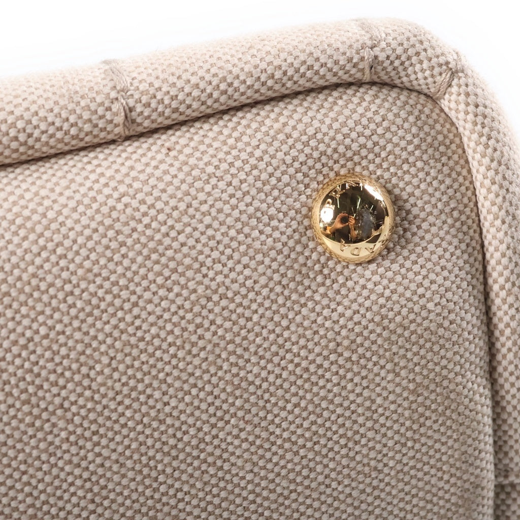 PRADA(プラダ) ジャルディニエール スモール ハンドバッグ アイボリー キャンバス×レザー 1BG464 ゴールド金具 レディース