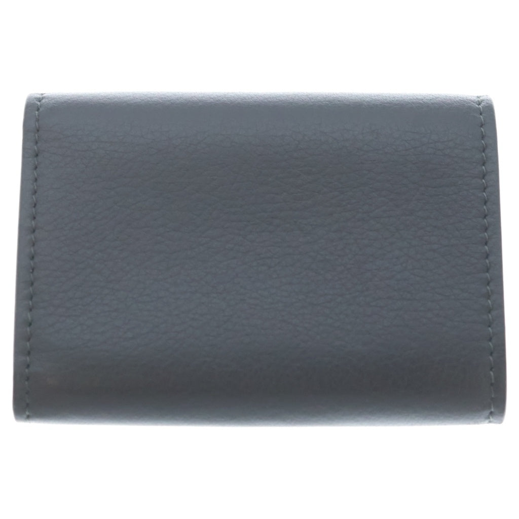 SAINT LAURENT PARIS(サンローランパリ) 三つ折り財布 コンパクトウォレット コインケース グレー レザー 637420 ゴールド金具 レディース