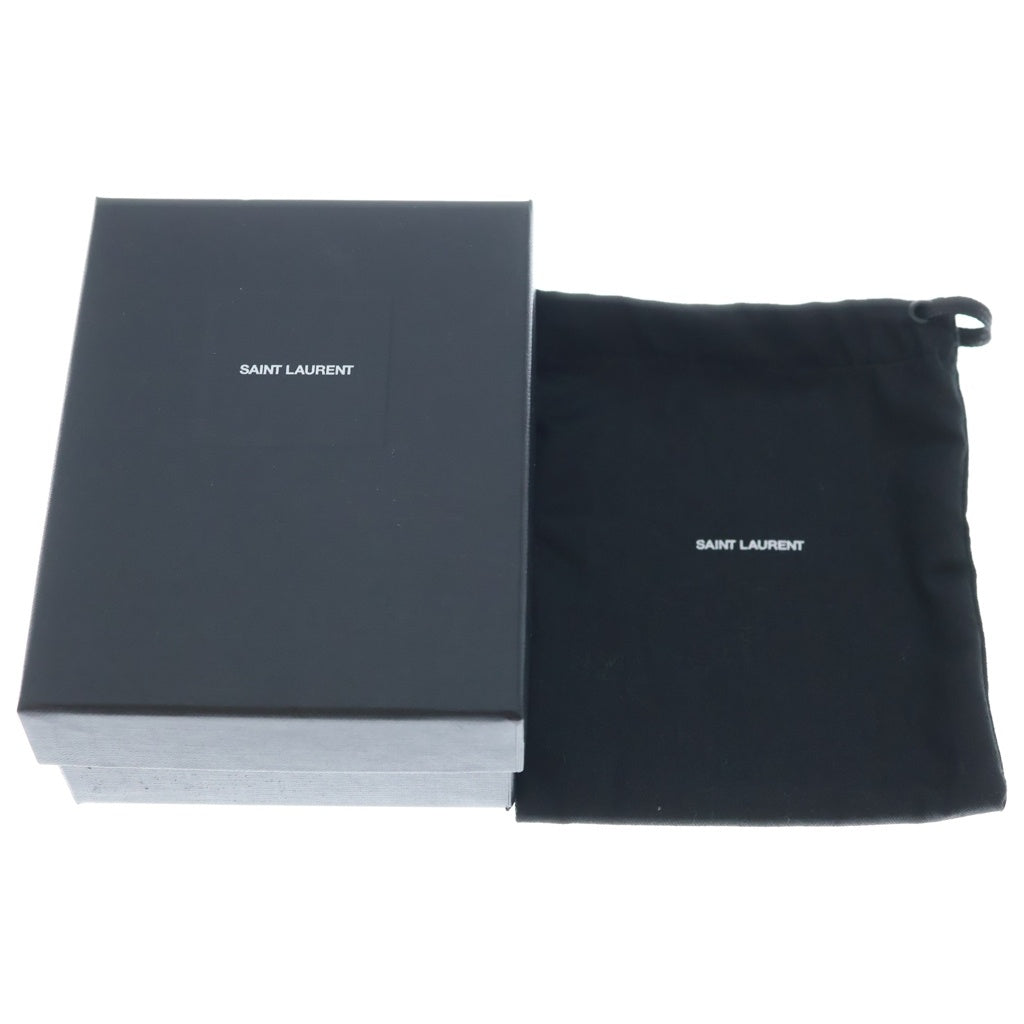 SAINT LAURENT PARIS(サンローランパリ) 三つ折り財布 コンパクトウォレット コインケース グレー レザー 637420 ゴールド金具 レディース