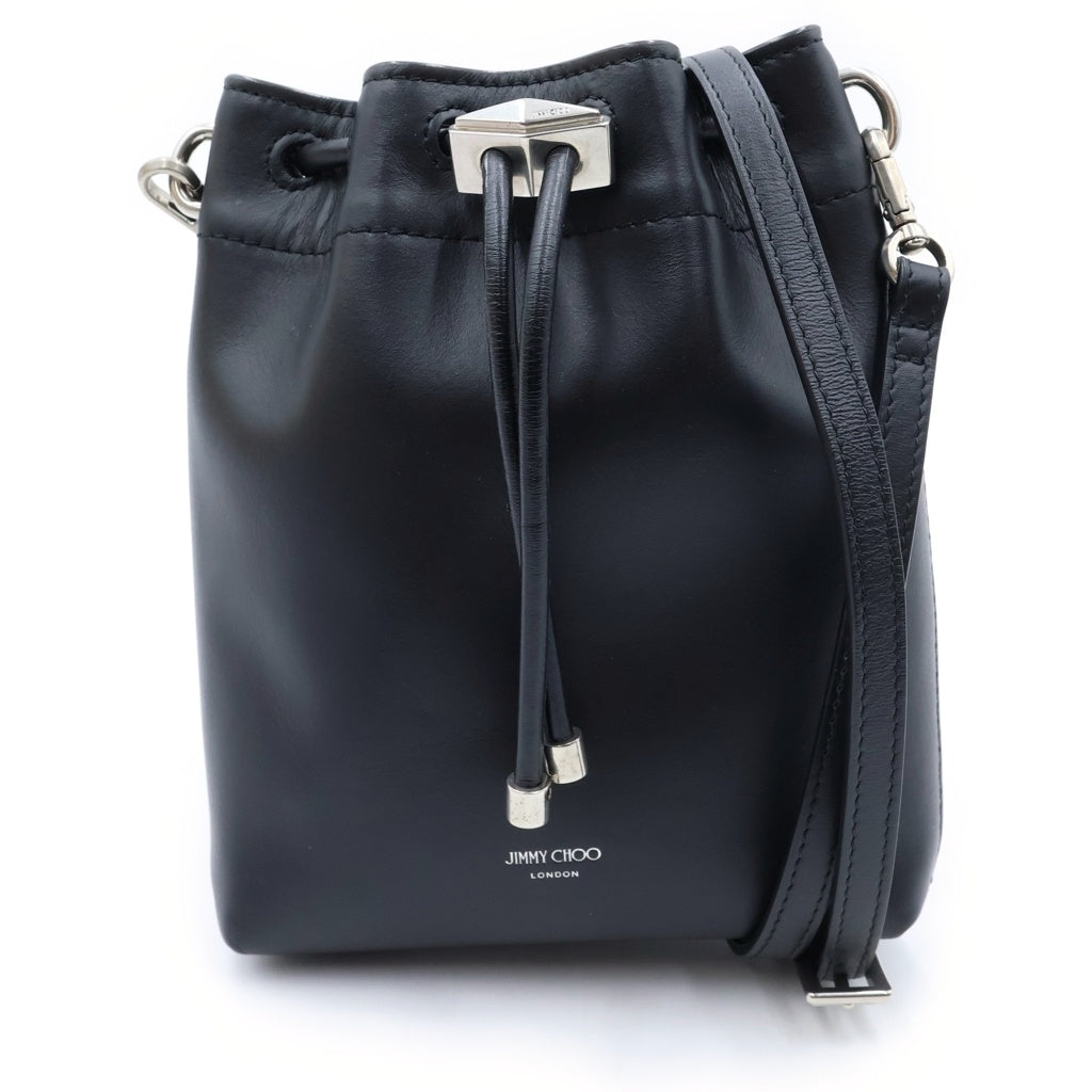 JIMMY CHOO(ジミーチュウ) ショルダーポーチ 巾着 レザー ブラック レディース