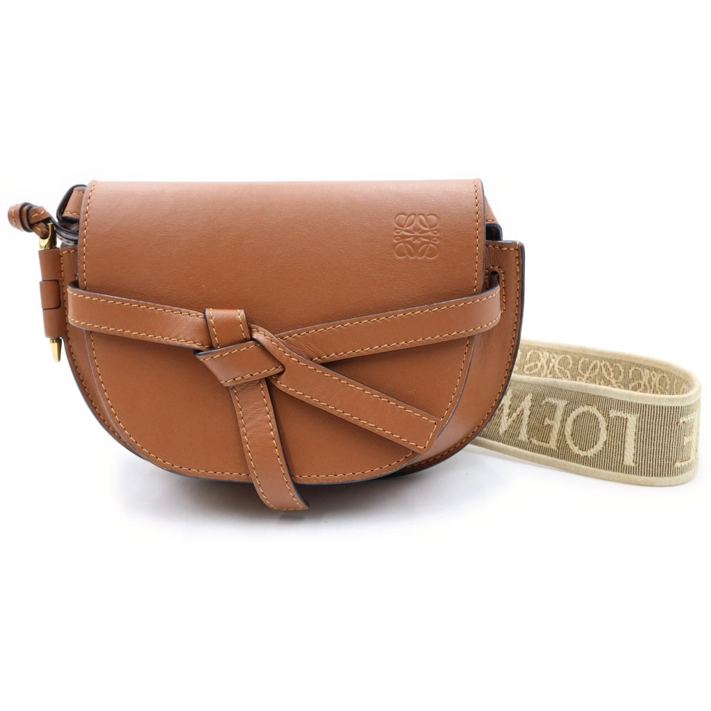 LOEWE(ロエベ) ゲート デュアル ミニショルダーバッグ ブラウン レザー ゴールド金具 レディース