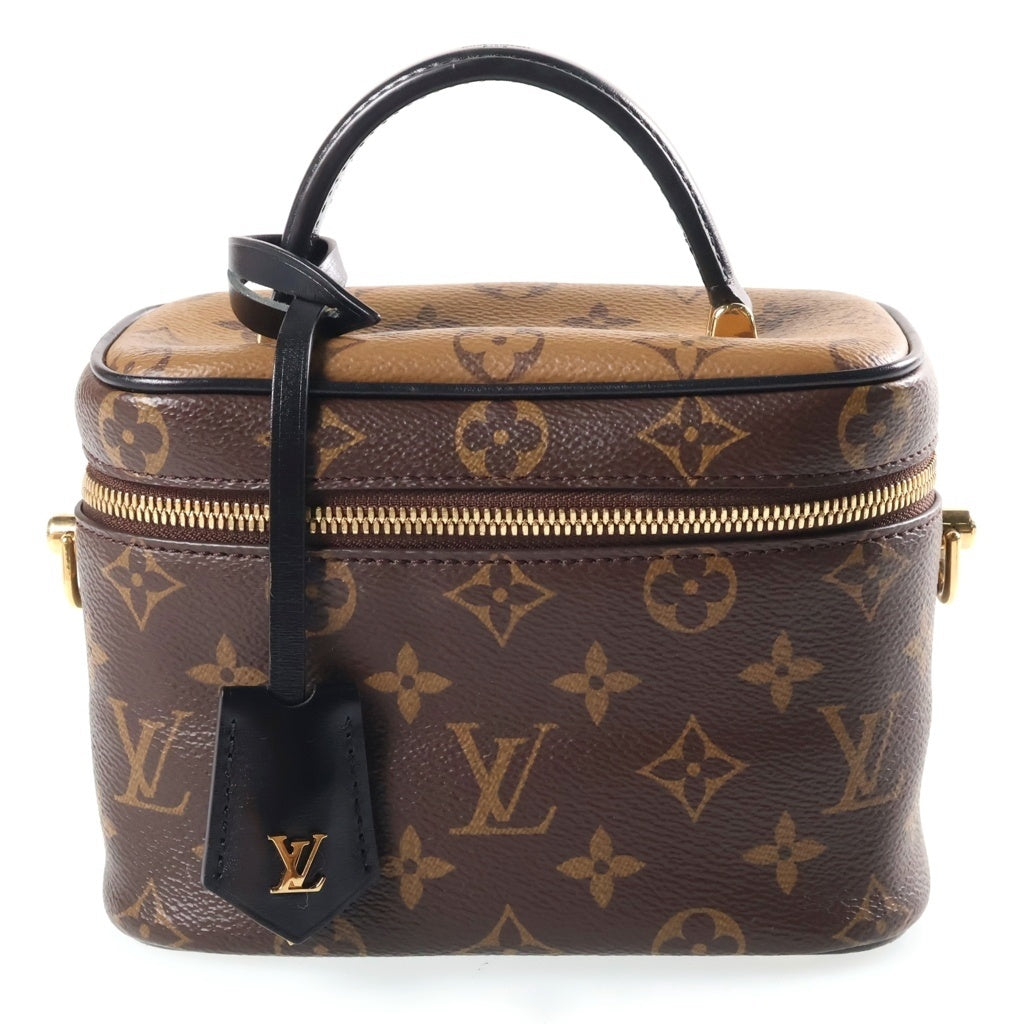 LOUIS VUITTON(ルイヴィトン) モノグラムリバース ヴァニティNV PM 2WAYハンドバッグ ショルダーバッグ チェーンバッグ ブラウン×ブラック レザー×PVC M45165 ゴールド金具 レディース