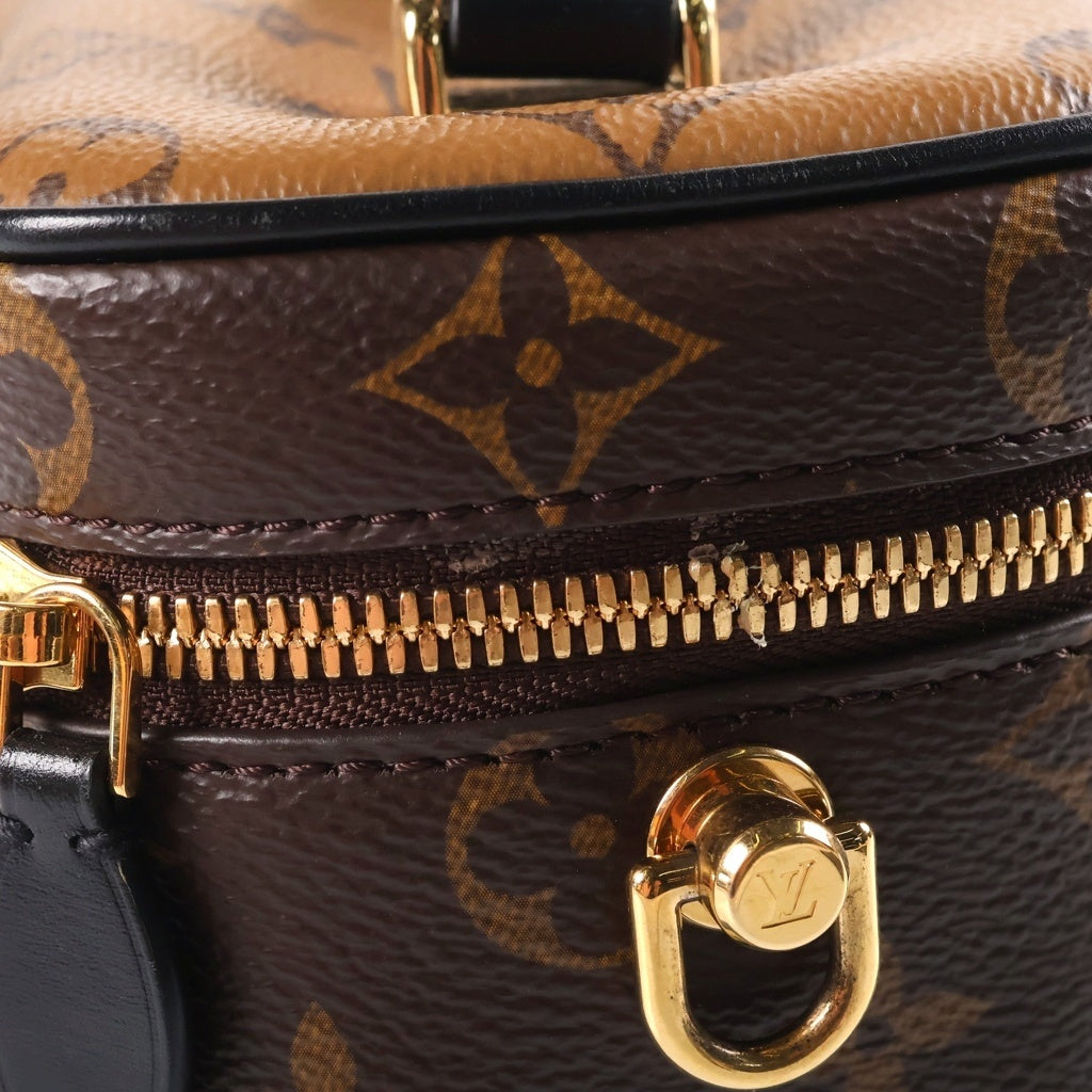 LOUIS VUITTON(ルイヴィトン) モノグラムリバース ヴァニティNV PM 2WAYハンドバッグ ショルダーバッグ チェーンバッグ ブラウン×ブラック レザー×PVC M45165 ゴールド金具 レディース