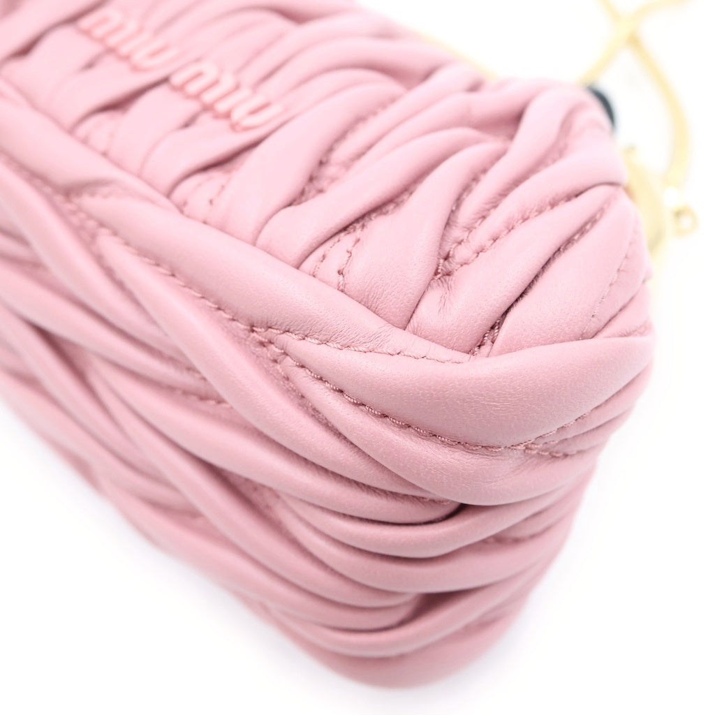 miumiu(ミュウミュウ) ベル ミニバック ショルダーバック マテラッセ ナッパレザー ピンク レディース