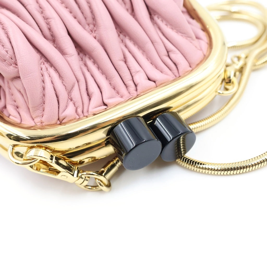 miumiu(ミュウミュウ) ベル ミニバック ショルダーバック マテラッセ ナッパレザー ピンク レディース