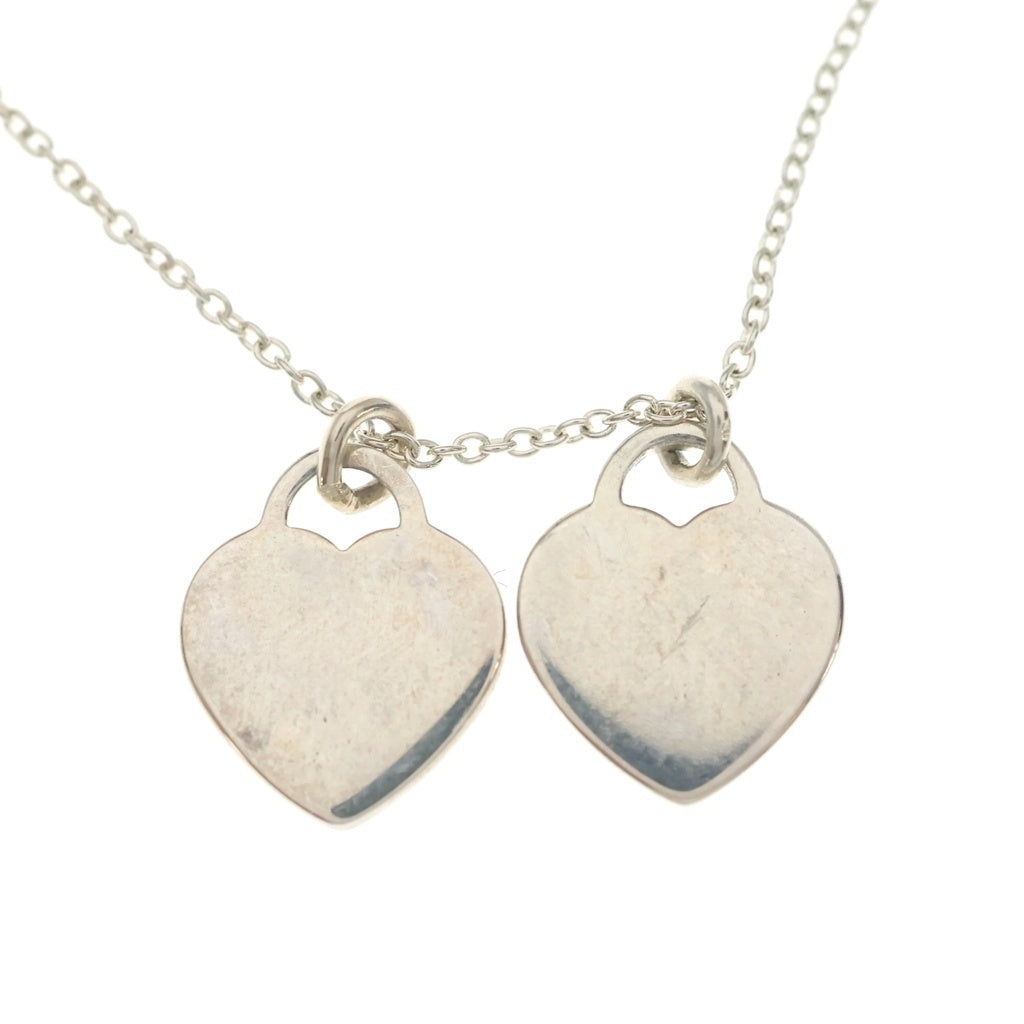 TIFFANY & Co.(ティファニー) リターントゥティファニー ミニダブルハートタグ ネックレス ペンダント チェーン シルバー×ピンク SV925 レディース