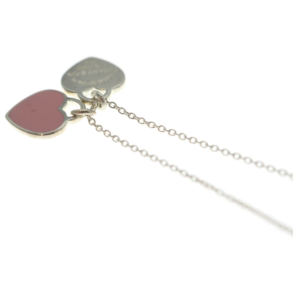 TIFFANY & Co.(ティファニー) リターントゥティファニー ミニダブルハートタグ ネックレス ペンダント チェーン シルバー×ピンク SV925 レディース