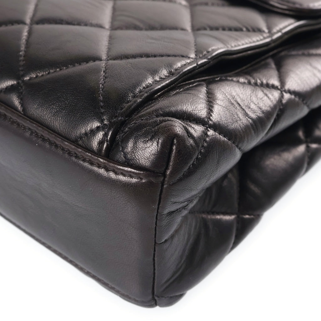 CHANEL(シャネル) マトラッセ チェーン ショルダーバッグ アウトサイド フラップ ゴールド金具 ラムスキン ブラック レディース