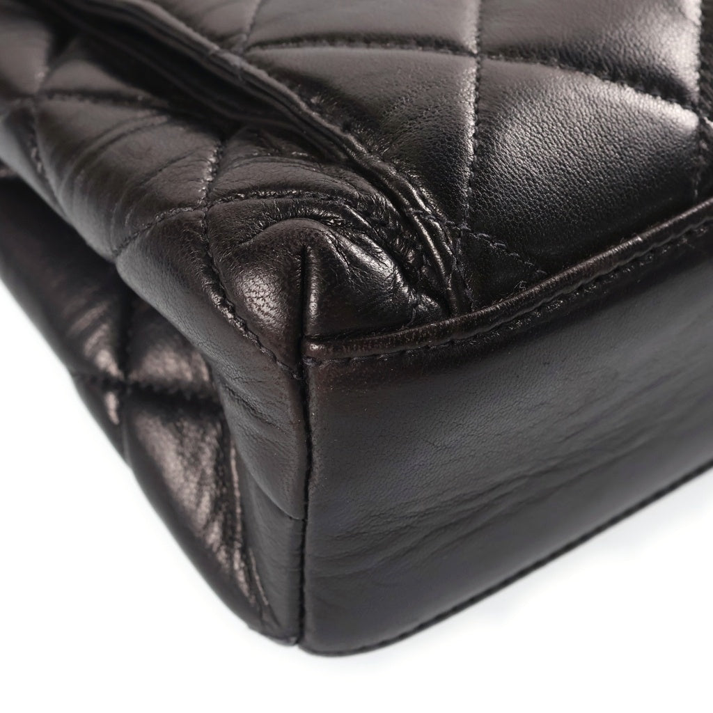 CHANEL(シャネル) マトラッセ チェーン ショルダーバッグ アウトサイド フラップ ゴールド金具 ラムスキン ブラック レディース