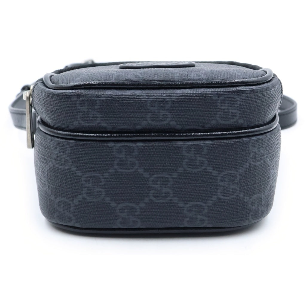 GUCCI(グッチ) インターロッキングG ミニショルダーバッグ ブラック レザー×PVC 672952 シルバー金具