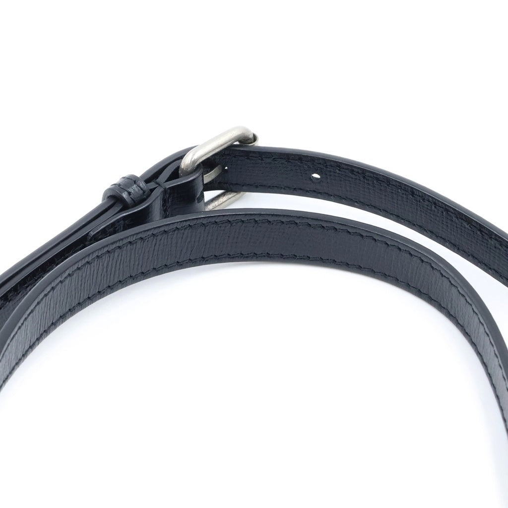 GUCCI(グッチ) インターロッキングG ミニショルダーバッグ ブラック レザー×PVC 672952 シルバー金具