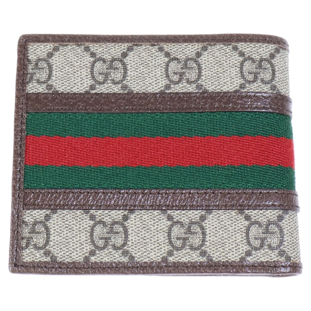 GUCCI(グッチ) GGスプリーム オフィディア 二つ折り財布 ブラウン ベージュ PVC 597609