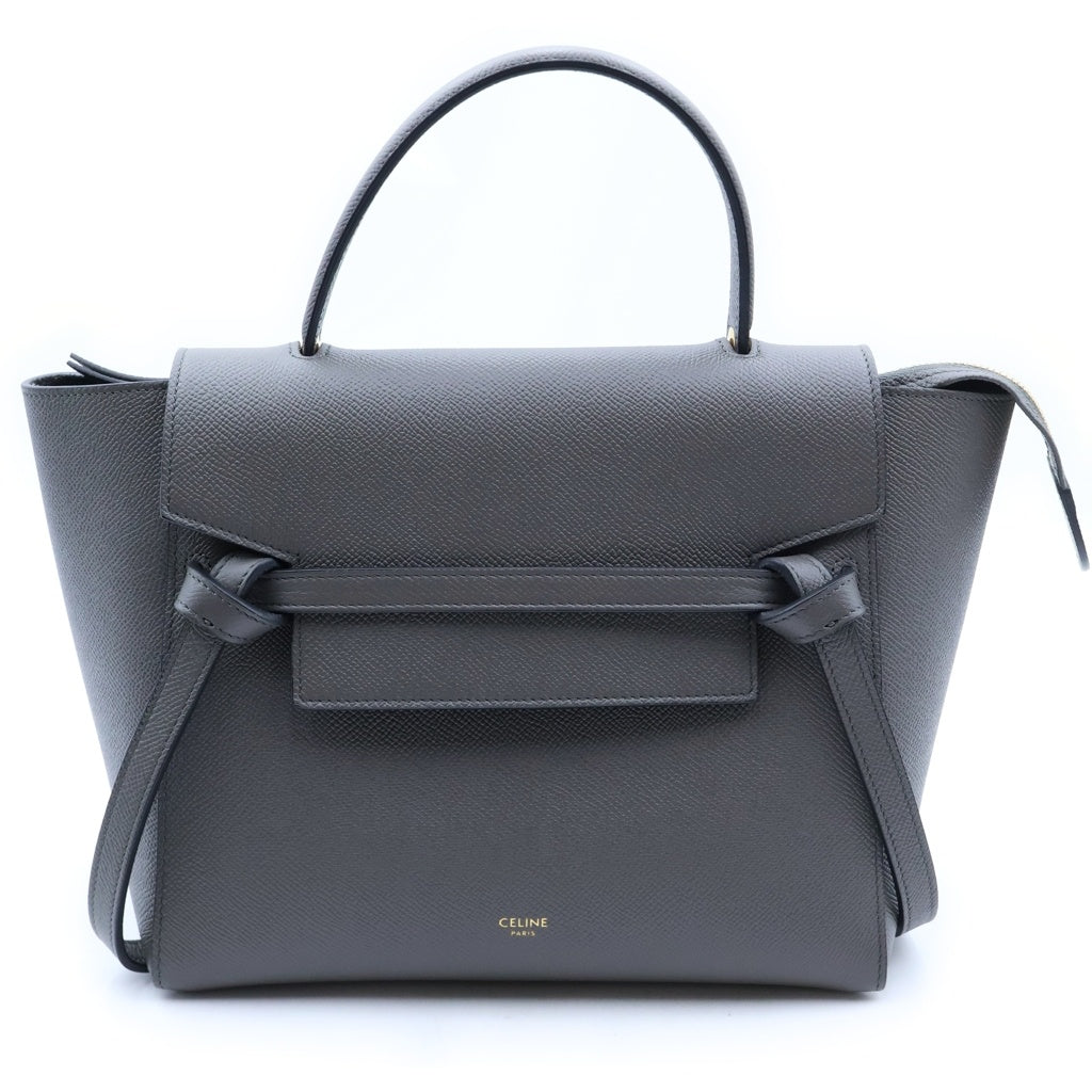 CELINE(セリーヌ) ベルトバッグ マイクロ ハンドバッグ ショルダーバッグ 2WAY グレー レザー 189153 レディース