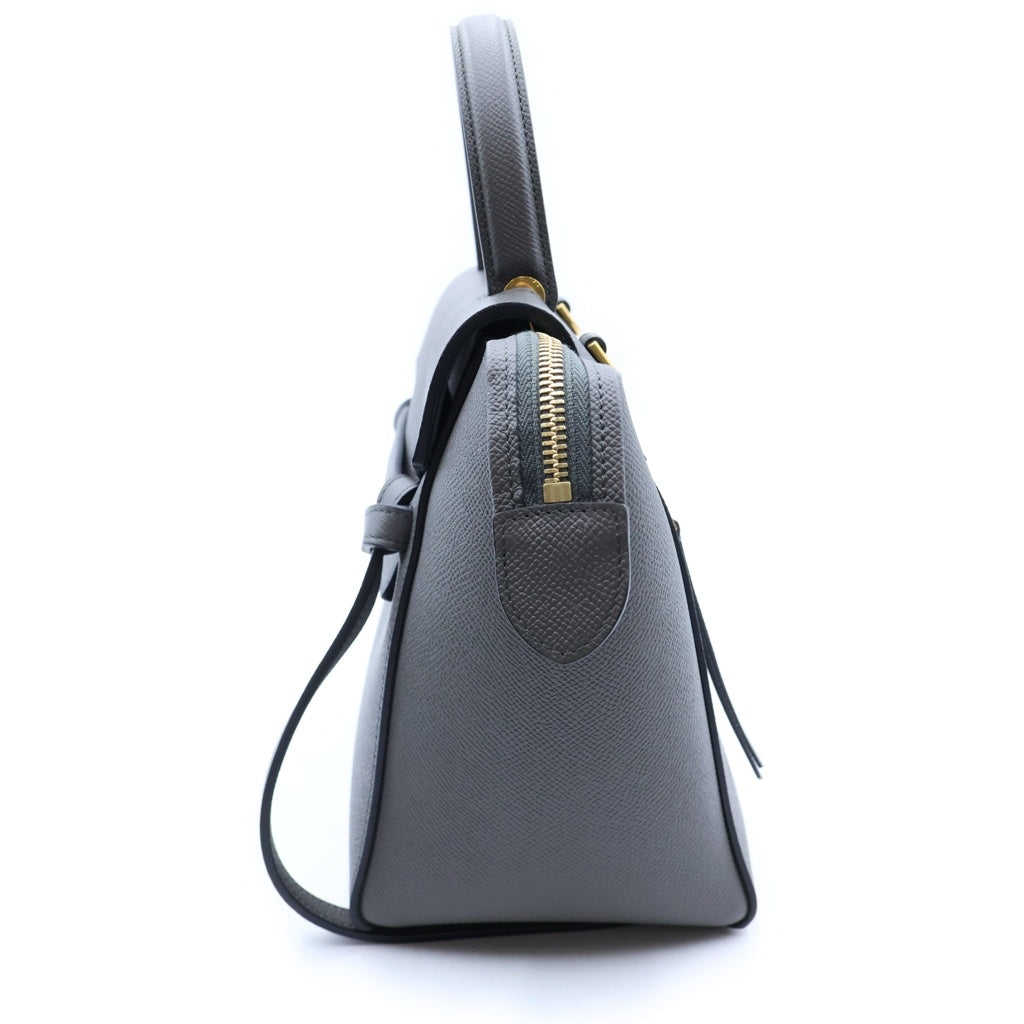 CELINE(セリーヌ) ベルトバッグ マイクロ ハンドバッグ ショルダーバッグ 2WAY グレー レザー 189153 レディース