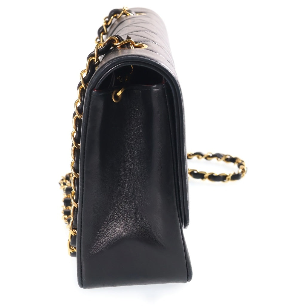 CHANEL(シャネル) ダイアナ25 マトラッセ チェーンショルダーバッグ ブラック ラムスキン ゴールド金具 シール有 2番台 A01165 レディース