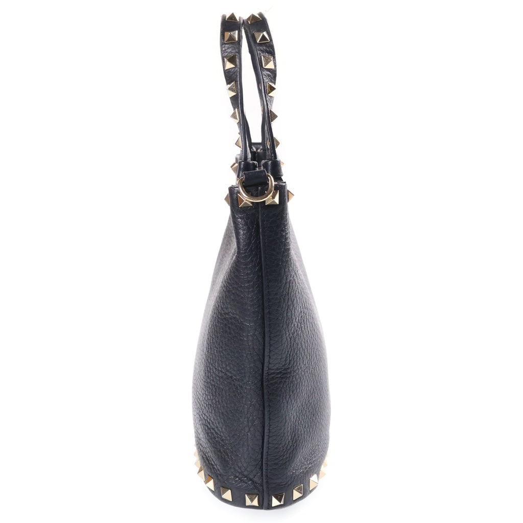 VALENTINO(ヴァレンティノ) ロックスタッズ 2WAYハンドバッグ ショルダーバッグ ブラック レザー ゴールド金具 レディース