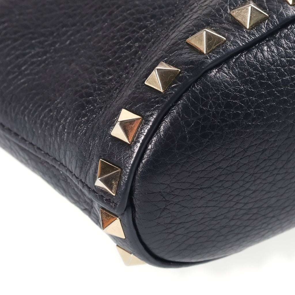 VALENTINO(ヴァレンティノ) ロックスタッズ 2WAYハンドバッグ ショルダーバッグ ブラック レザー ゴールド金具 レディース