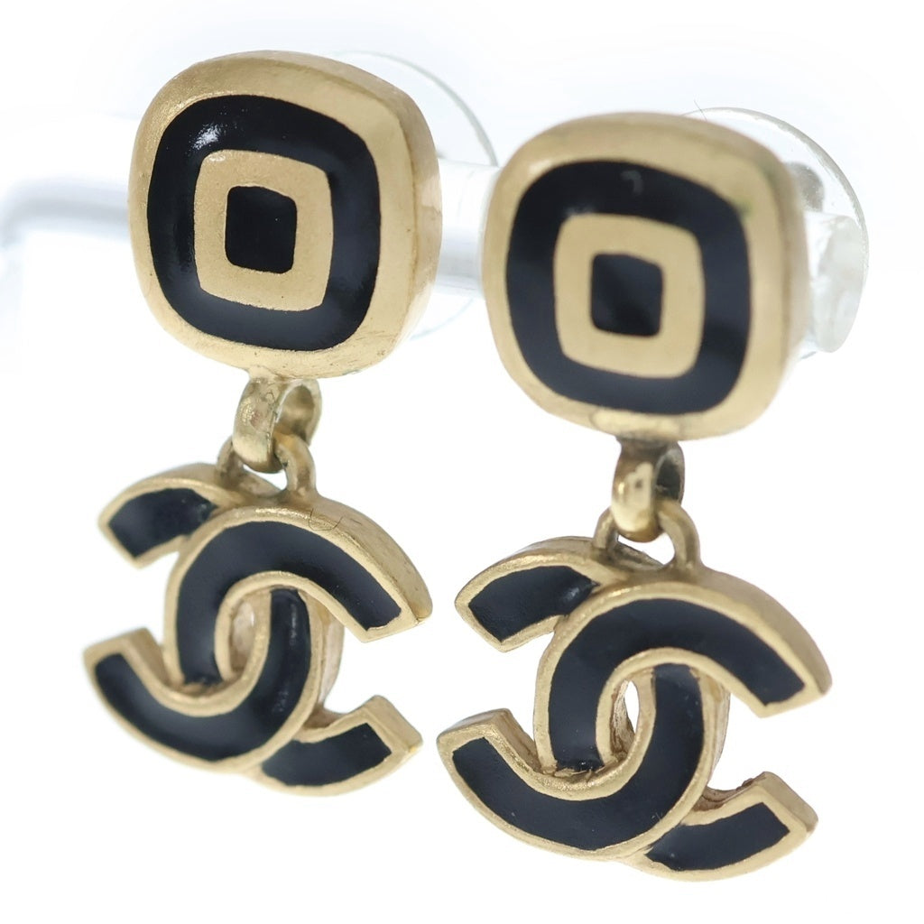 CHANEL(シャネル) ココマーク ロゴモチーフピアス ブラック×ゴールド 02A レディース