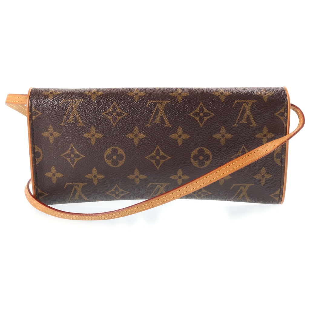 LOUIS VUITTON(ルイヴィトン) モノグラム ポシェットツインGM ショルダーバッグ ブラウン レザー×PVC M51852 レディース