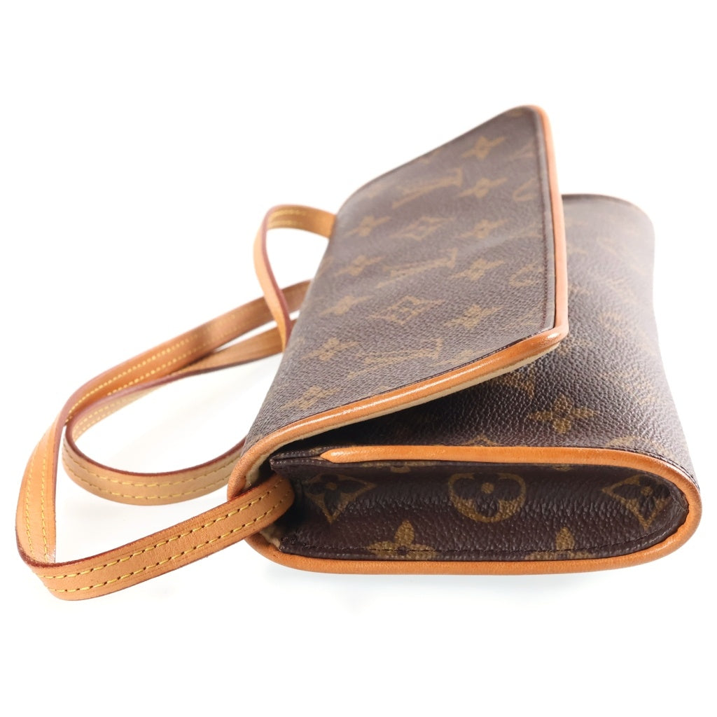 LOUIS VUITTON(ルイヴィトン) モノグラム ポシェットツインGM ショルダーバッグ ブラウン レザー×PVC M51852 レディース