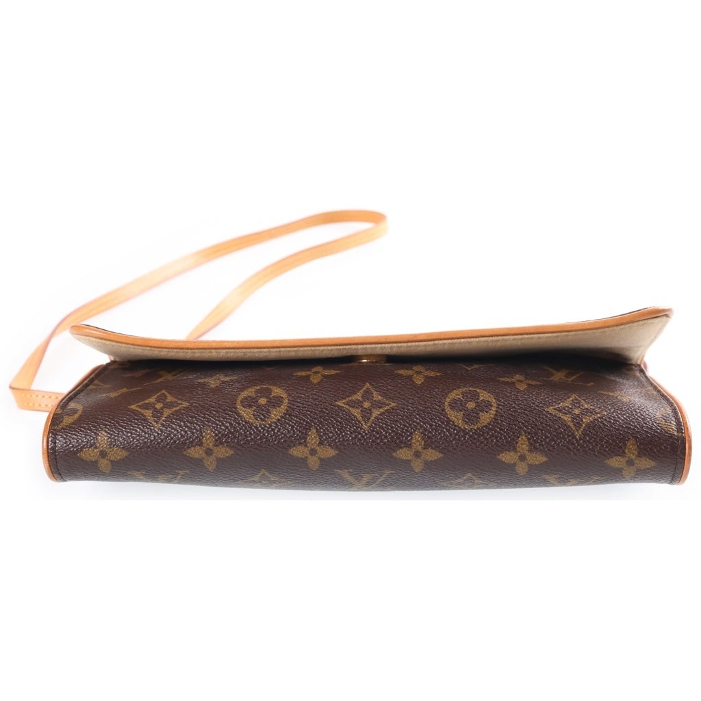 LOUIS VUITTON(ルイヴィトン) モノグラム ポシェットツインGM ショルダーバッグ ブラウン レザー×PVC M51852 レディース