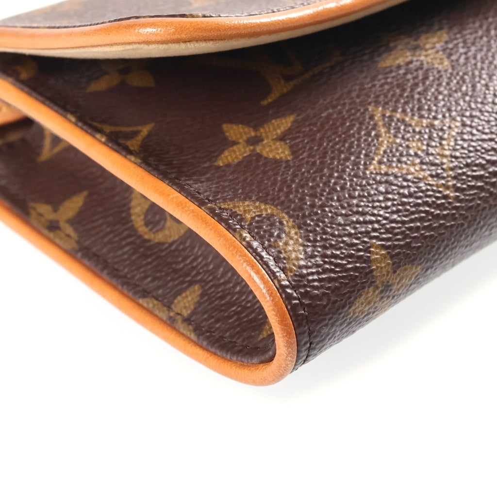 LOUIS VUITTON(ルイヴィトン) モノグラム ポシェットツインGM ショルダーバッグ ブラウン レザー×PVC M51852 レディース