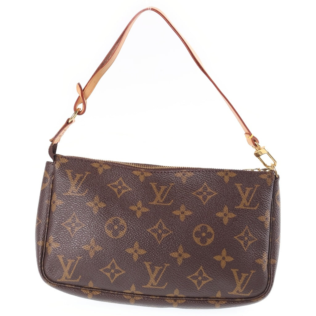 LOUIS VUITTON(ルイヴィトン) モノグラム ポシェットアクセソワール ハンドバッグ ポーチ ケース ブラウン レザー×PVC M51980 ゴールド金具 レディース