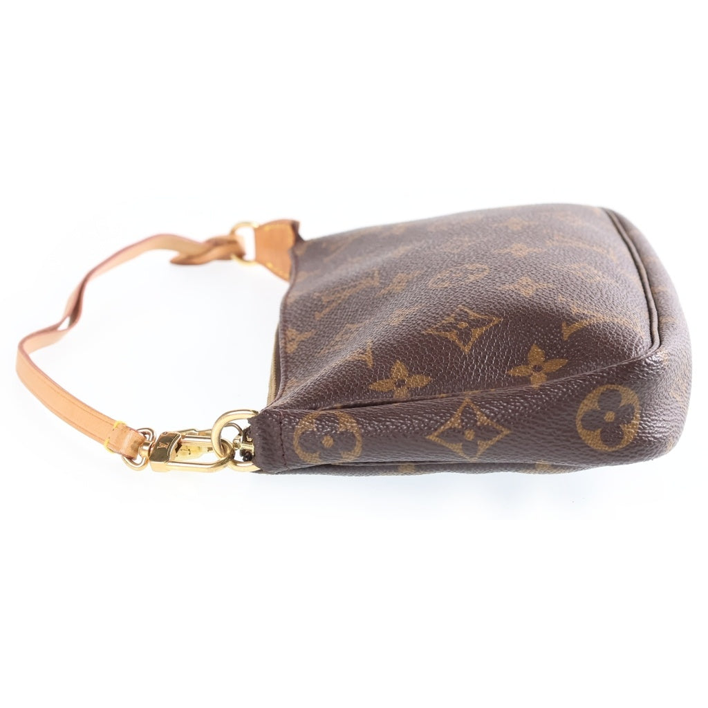 LOUIS VUITTON(ルイヴィトン) モノグラム ポシェットアクセソワール ハンドバッグ ポーチ ケース ブラウン レザー×PVC M51980 ゴールド金具 レディース