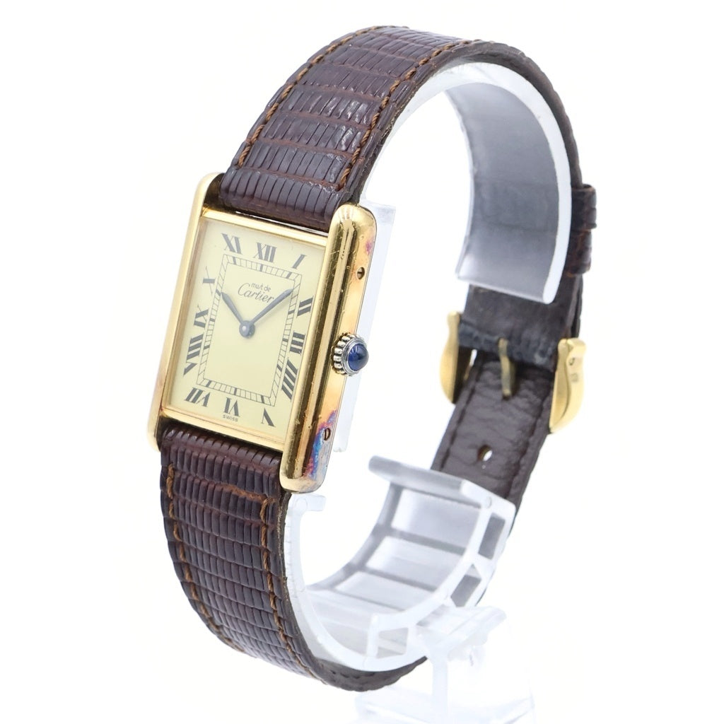 Cartier(カルティエ) マストタンクLM アイボリー文字盤 クォーツ SV×革/QZ W1002753 腕時計 レディース