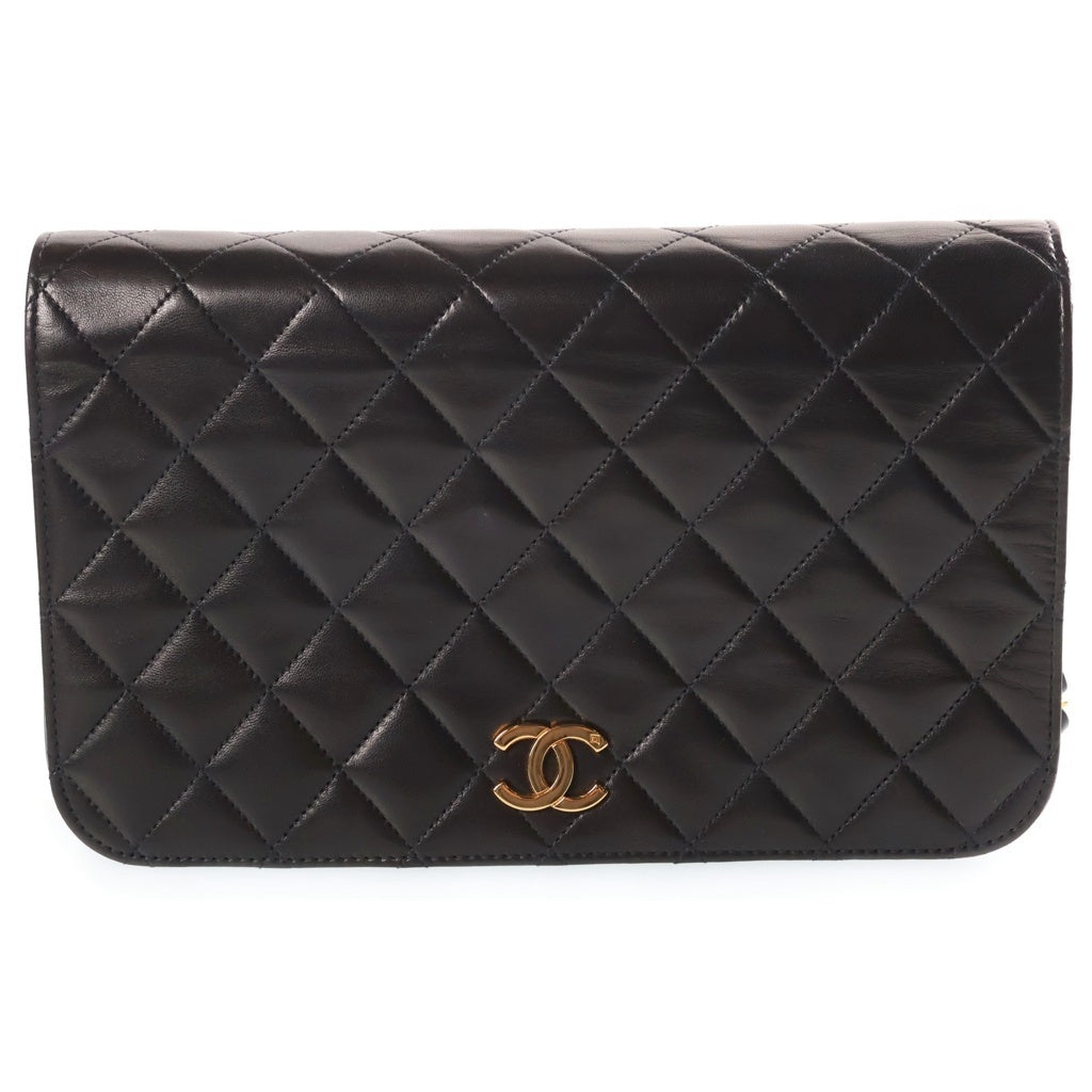 CHANEL(シャネル) マトラッセ23 フルフラップ プッシュロック ラムスキン レザー チェーンショルダーバッグ ゴールド金具 ブラック 5番台 レディース
