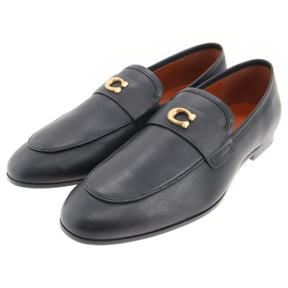 COACH(コーチ) スカルプテッド シグネチャー ローファー #9.5 ブラック レザー スリッポンタイプ 革靴