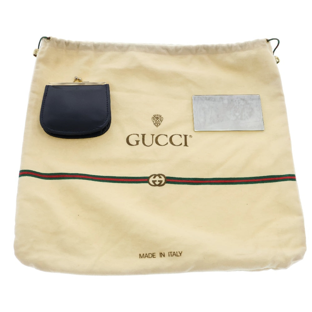 GUCCI(グッチ) オールドグッチ ワンショルダーバッグ  ネイビー レザー ミニバッグ ゴールド金具 001 056 0475
