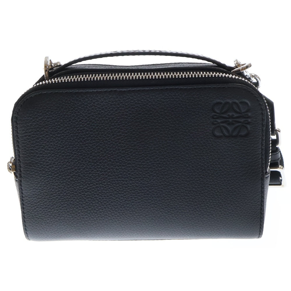 LOEWE(ロエベ) カメラ クロスボディバッグ ブラック レザー ポーチ ショルダーバッグ シルバー金具