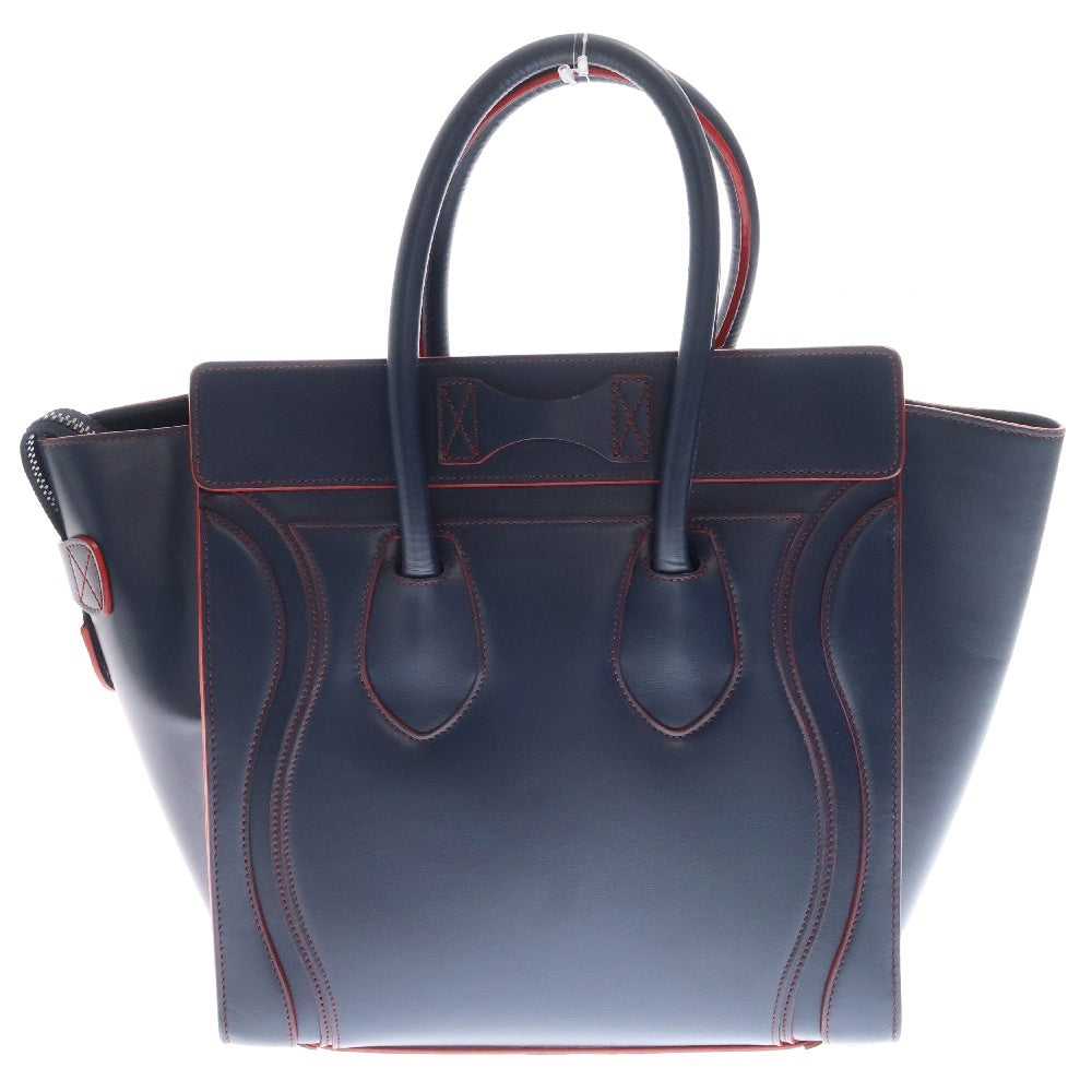 CELINE(セリーヌ) ラゲージ マイクロショッパー トートバッグ ハンドバッグ ネイビー×レッド レザー