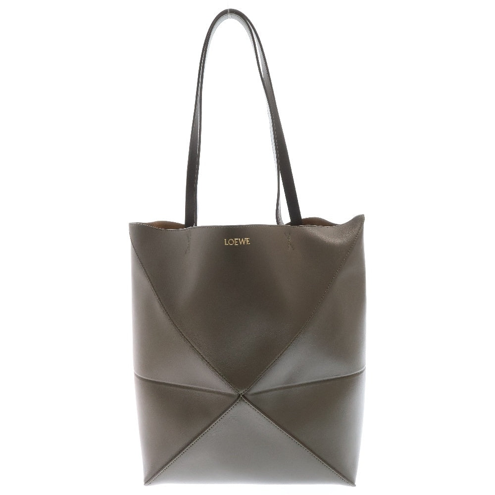 LOEWE(ロエベ) パズルフォルド トート ミディアム ハンドバッグ オリーブ シャイニーカーフ レザー